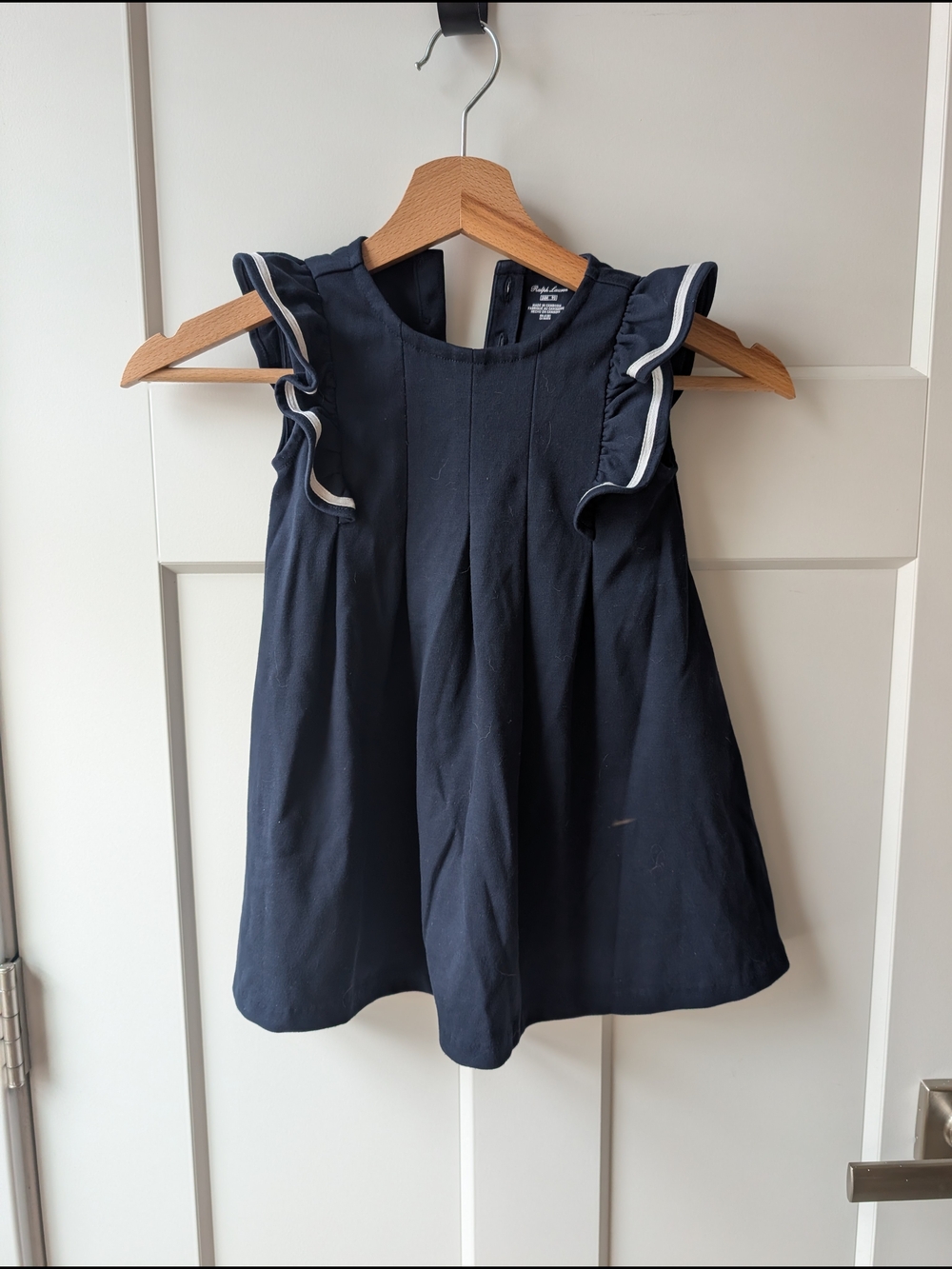 Fancy Occasion - Ralph Lauren Navy Toddler Dress with White Trim, 24 Mo